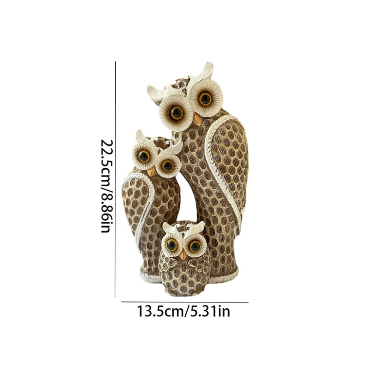 Resin Owl Family Decor Elegant Home Decoration for Living Room, Bookshelf, or TV Stand