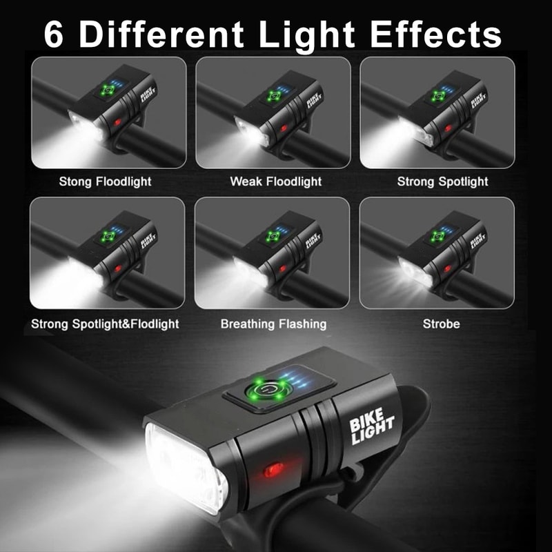 USB Rechargeable LED Bicycle Headlight Tail Light Set High Beam Aluminum Alloy Torch For MTB Cyclin 2