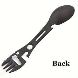 multifunctional survival whistle knife with spork, wrench, bottle opener spoon essential outdoor tool for camping