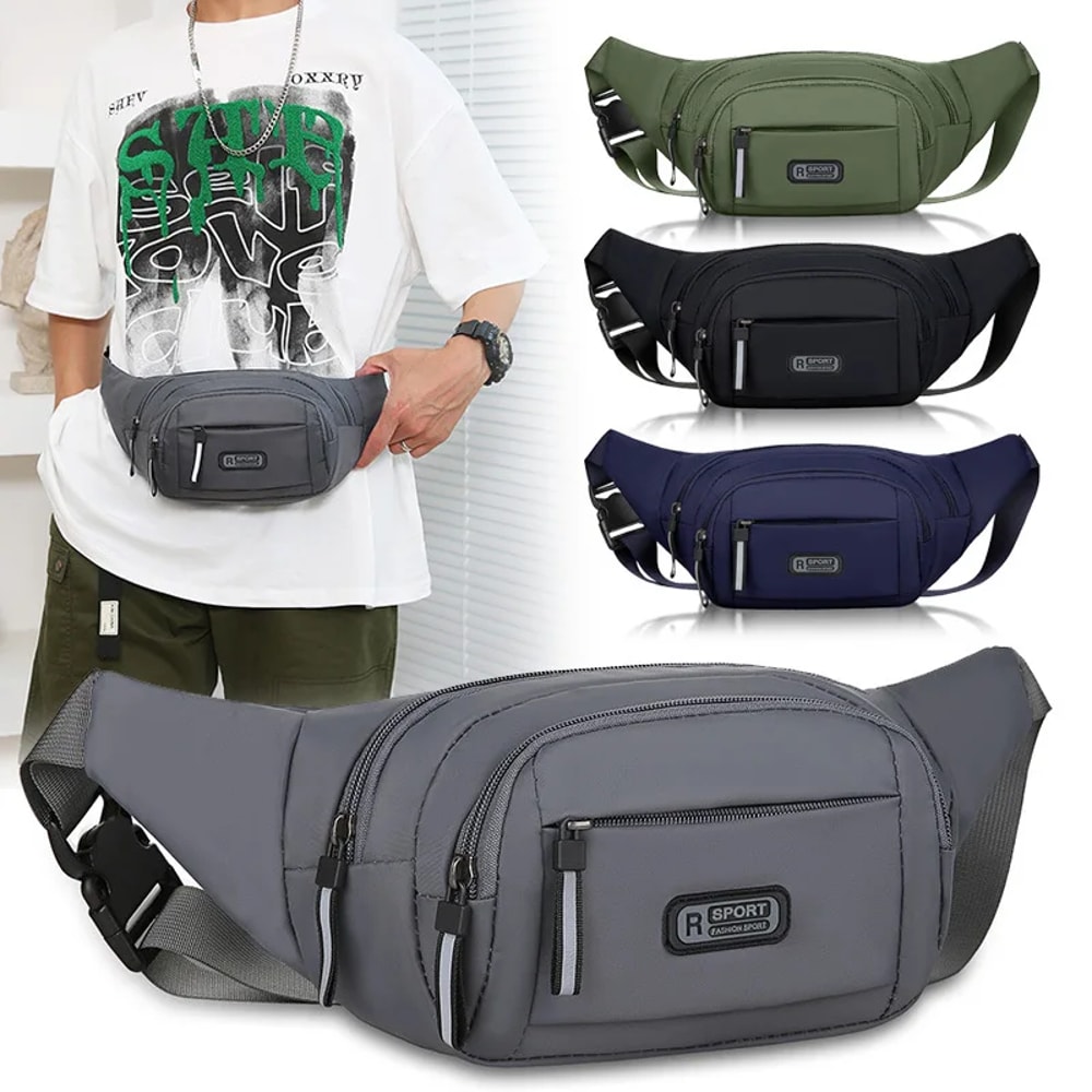 Anti-Theft Ultra-Thin Mens Canvas Waist Pack for Outdoor Sports Running Invisible, Lightweight Fanny Bag