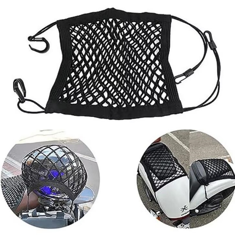 Motorcycle Cargo Net High Elastic Double Layer Net For Helmet Storage Bungee Hooks Luggage Net For 1