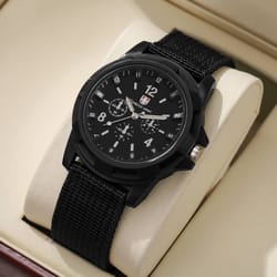 men's military quartz watch with casual nylon band durable sports watch for men