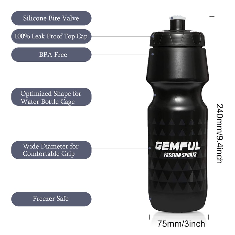 Lightweight BPA-Free Bike Water Bottle Reusable, Squeeze Drink Cup for Cycling
