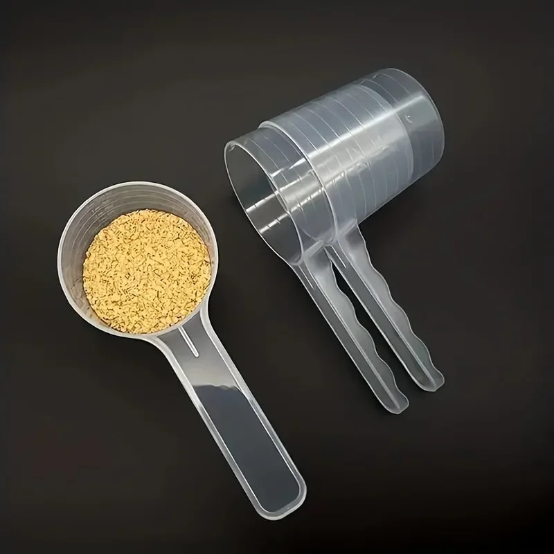 Transparent Pet Measuring Spoon for Dogs and Cats Clear Plastic Pet Feeding Shovel with Scale for Accurate Meal Portio