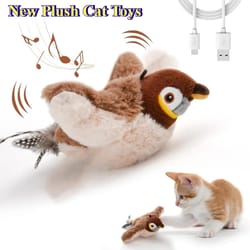 interactive catnip electric plush toy usb rechargeable squeaky cat toy for dogs & cats, touch-activated pat bird toy
