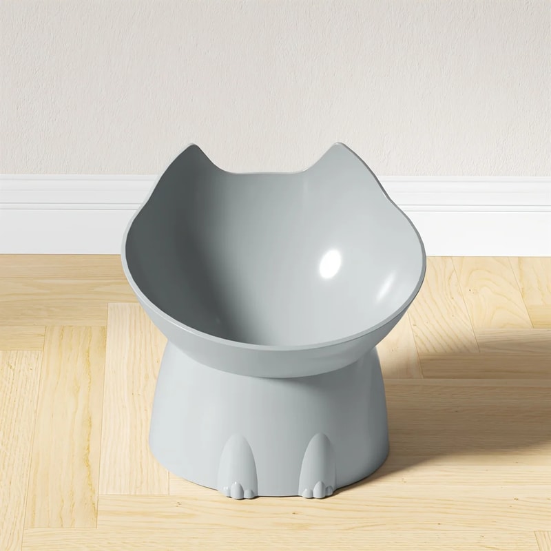 WhiskerWare Elevated Cat Bowl Anti-Tip Raised Feeding Dish with Tilted Edge for Neck Protection