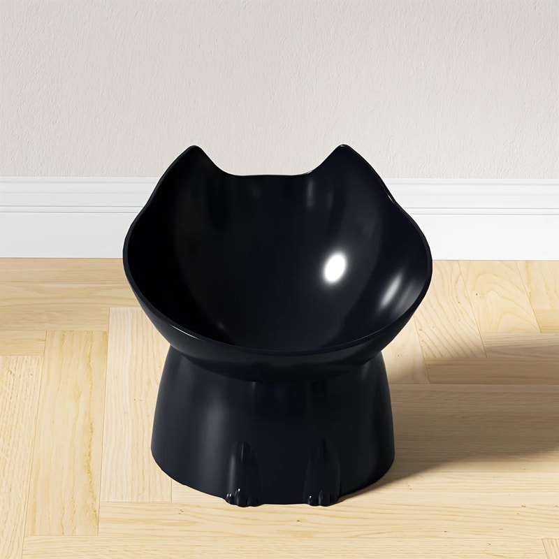 WhiskerWare Elevated Cat Bowl Anti-Tip Raised Feeding Dish with Tilted Edge for Neck Protection