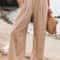 Womens Casual Drawstring Pants Mid Waist, Beach Wide Leg, Spring Summer Comfort