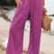Womens Casual Drawstring Pants Mid Waist, Beach Wide Leg, Spring Summer Comfort