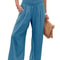 Womens Casual Drawstring Pants Mid Waist, Beach Wide Leg, Spring Summer Comfort