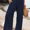 Womens Casual Drawstring Pants Mid Waist, Beach Wide Leg, Spring Summer Comfort