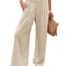 Womens Casual Drawstring Pants Mid Waist, Beach Wide Leg, Spring Summer Comfort