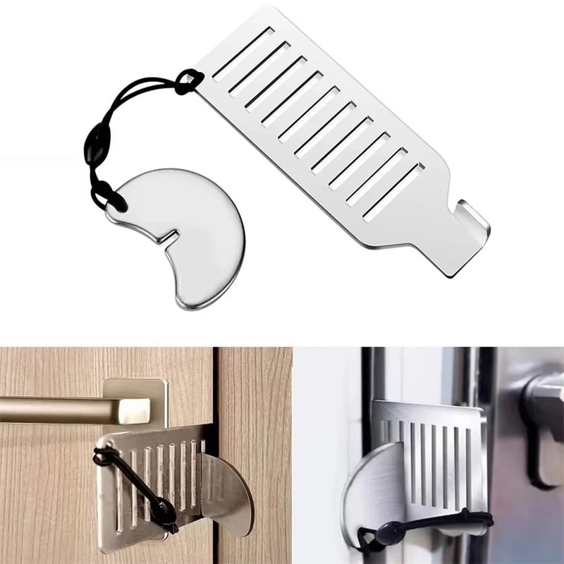 Portable Stainless Steel Anti-Theft Door Blocker for Home Travel Security