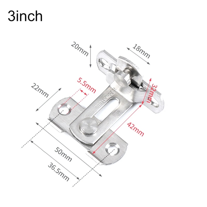 Sliding Door Latch Lock Heavy-Duty Right Angle Barrel Bolt Lock for Home Safety