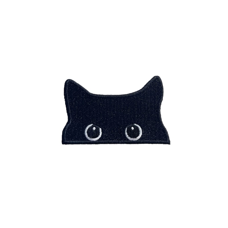 Cute Black Cat Embroidered Iron On Patch for Jackets, Jeans and Bags