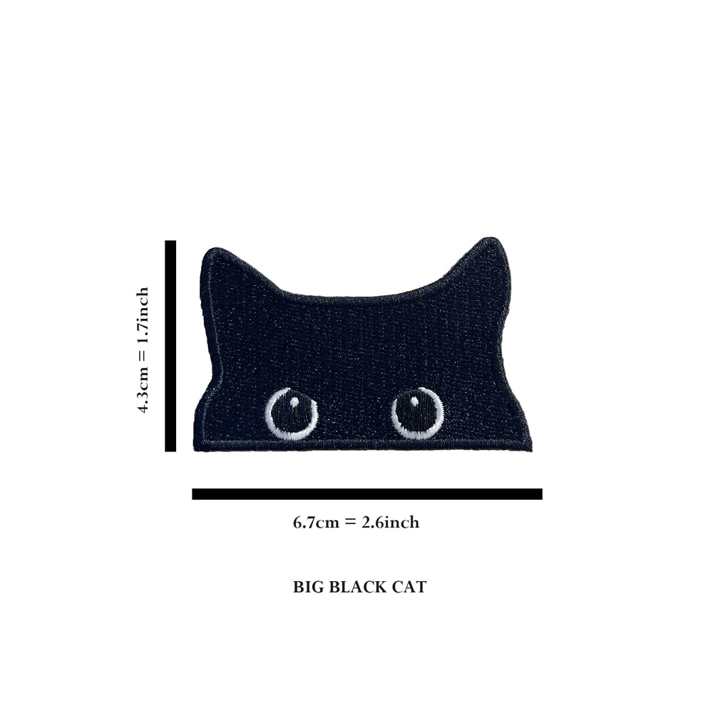 Cute Black Cat Embroidered Iron On Patch for Jackets, Jeans and Bags
