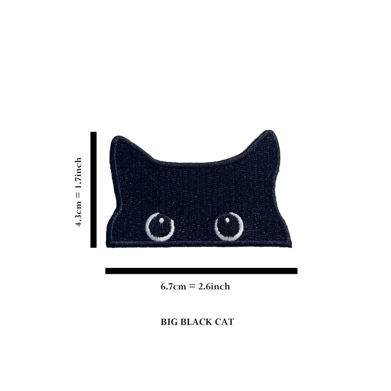 Cute Black Cat Embroidered Iron On Patch for Jackets, Jeans and Bags