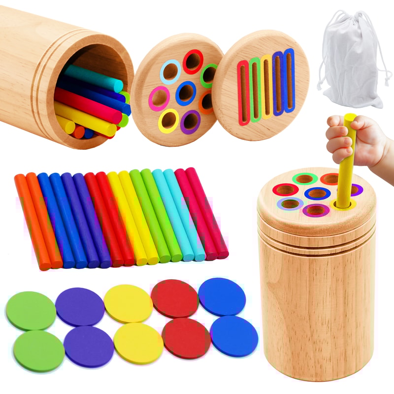 Montessori Wooden Color Sorting Toy for Toddlers Fine Motor Skills Shape Matching Puzzle
