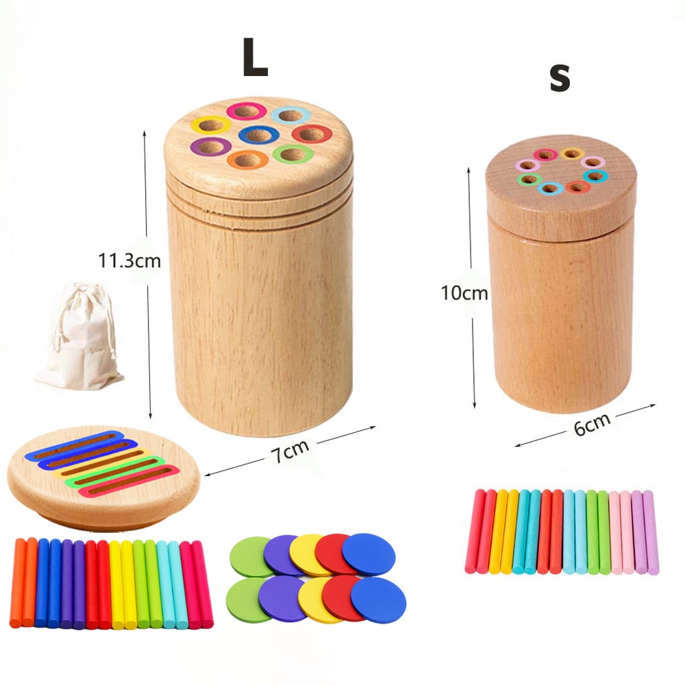 Montessori Wooden Color Sorting Toy for Toddlers Fine Motor Skills Shape Matching Puzzle