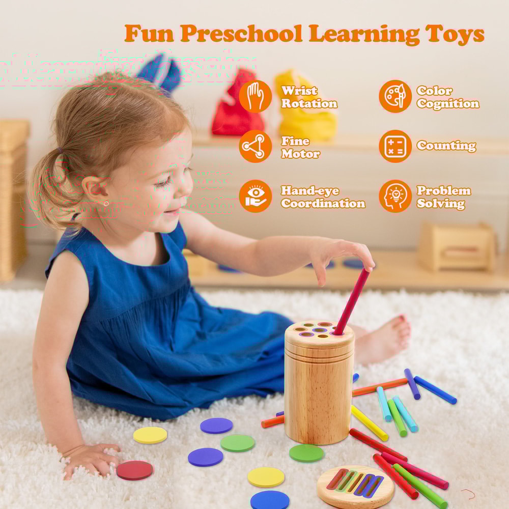 Montessori Wooden Color Sorting Toy for Toddlers Fine Motor Skills Shape Matching Puzzle