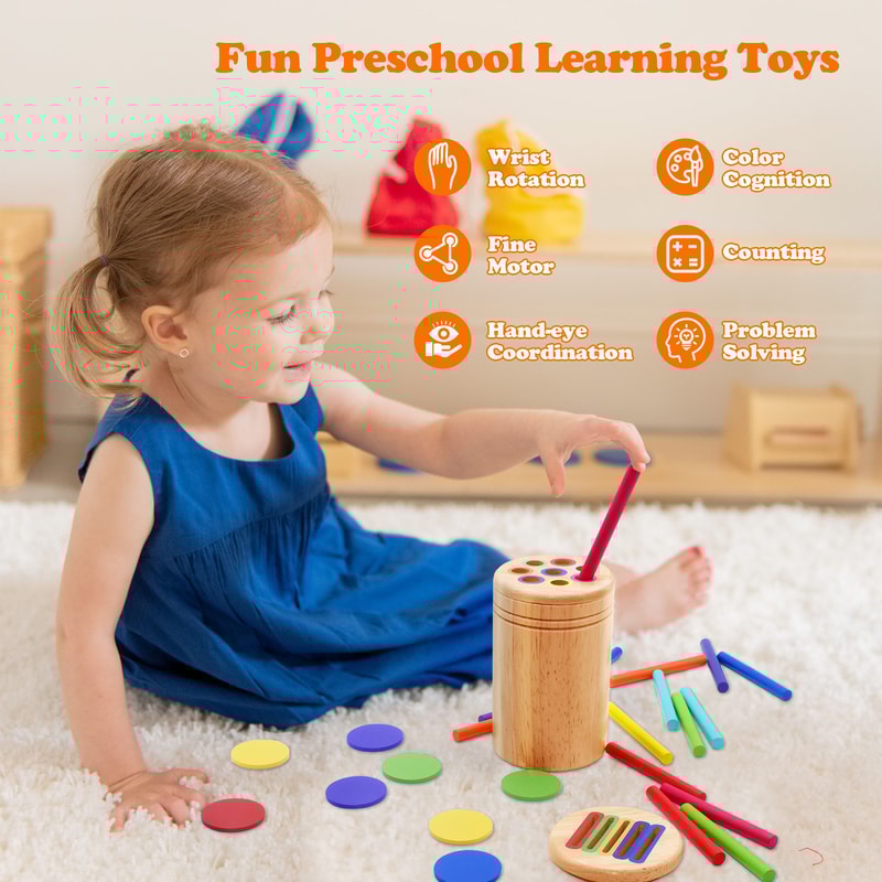 Montessori Wooden Color Sorting Toy for Toddlers Fine Motor Skills Shape Matching Puzzle