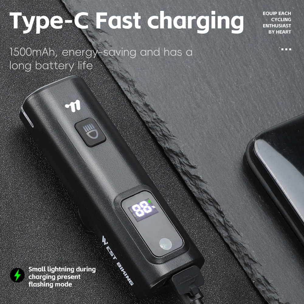 BIKING Intelligent Light Sensing Bike Front Light Portable LED Cycling Headlight 3