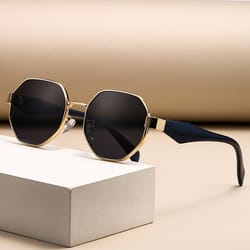 retro polygonal metal frame sunglasses for men women luxury designer decorative sun glasses