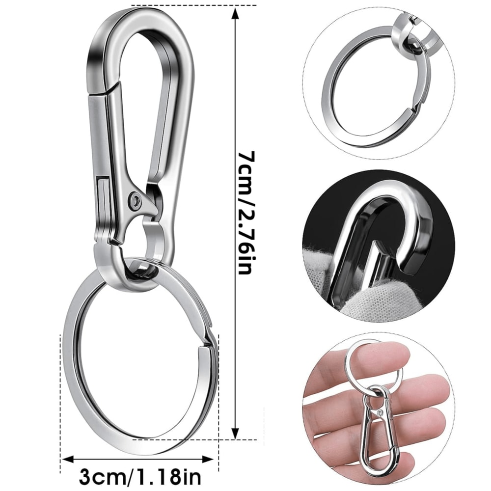Metal Carabiner Clip Keychain Heavy Duty Key Ring with Hook Organizer for Car Keys, Backpack, or Everyday Carry