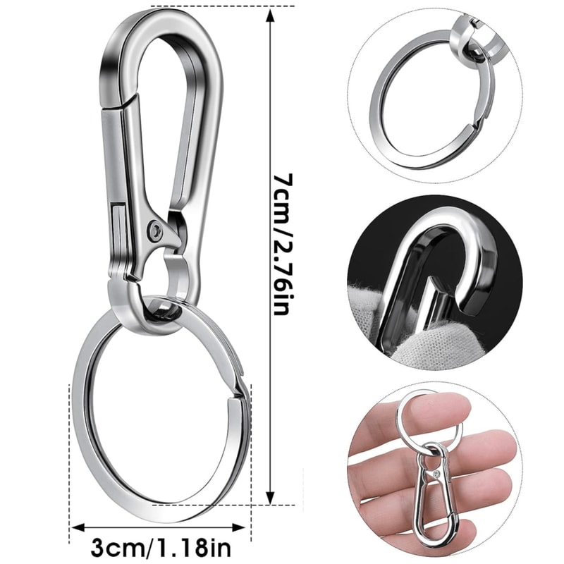Metal Carabiner Clip Keychain Heavy Duty Key Ring with Hook Organizer for Car Keys, Backpack, or Everyday Carry