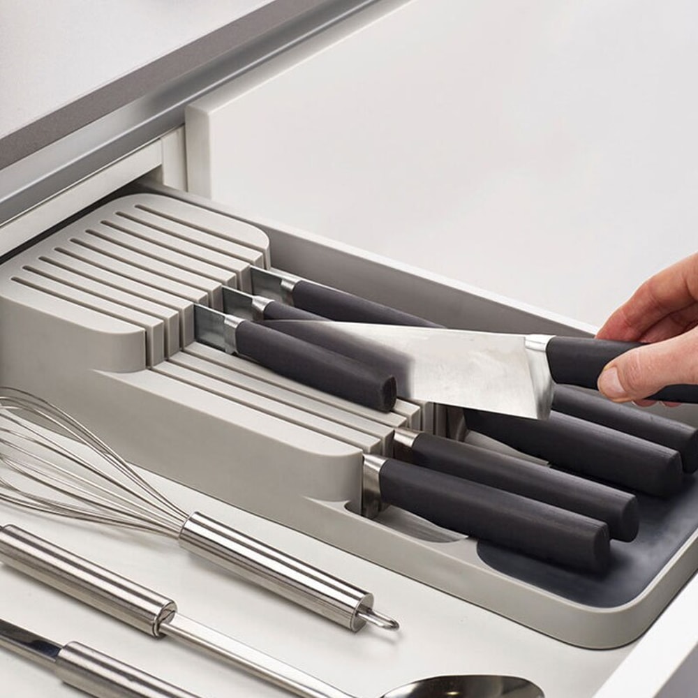 Kitchen Drawer Cutlery Organizer Knife Spoon Fork Spice Storage Tray 0
