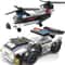 DIY MOC City Plane SWAT Super Police CAR Dual-Rotor Helicopter Building Blocks Kit Classic Model