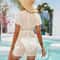Sexy V-neck Lace Beach Cover Up White Swimwear Tunic Robe for Women