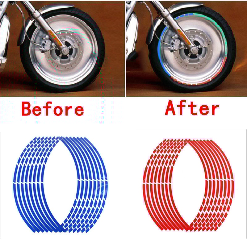 Reflective Motorcycle Tire Rim Tape Strips Durable, Easy-to-Apply Wheel Stickers for Bikes Cars