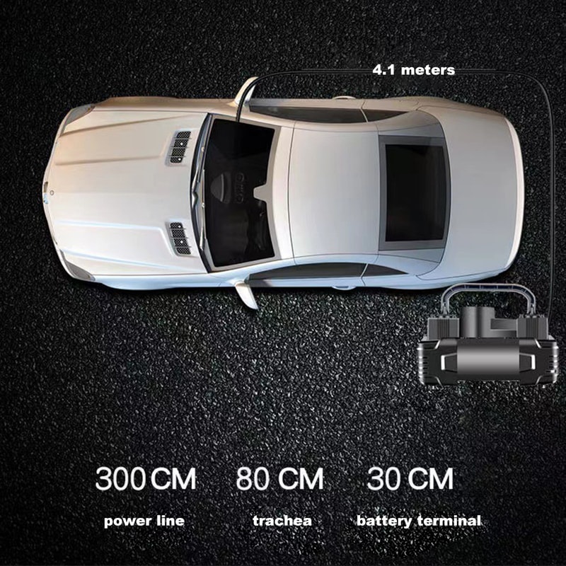 Mini Air Compressor Dual Cylinder Heavy Duty Tire Inflator with LED Light Portable Car Electric Air Pump