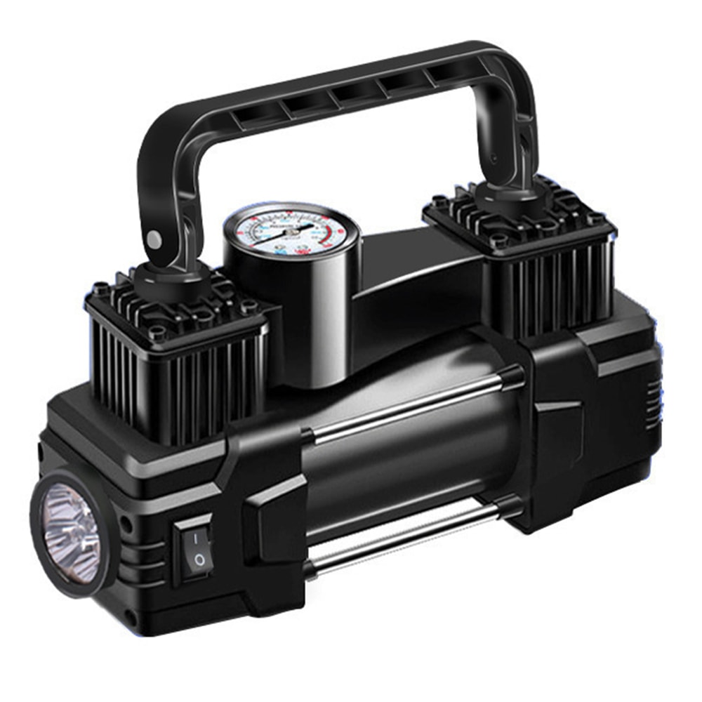 Mini Air Compressor Dual Cylinder Heavy Duty Tire Inflator with LED Light Portable Car Electric Air Pump