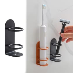 wall-mounted toothbrush and razor organizer punch-free bathroom storage shelf