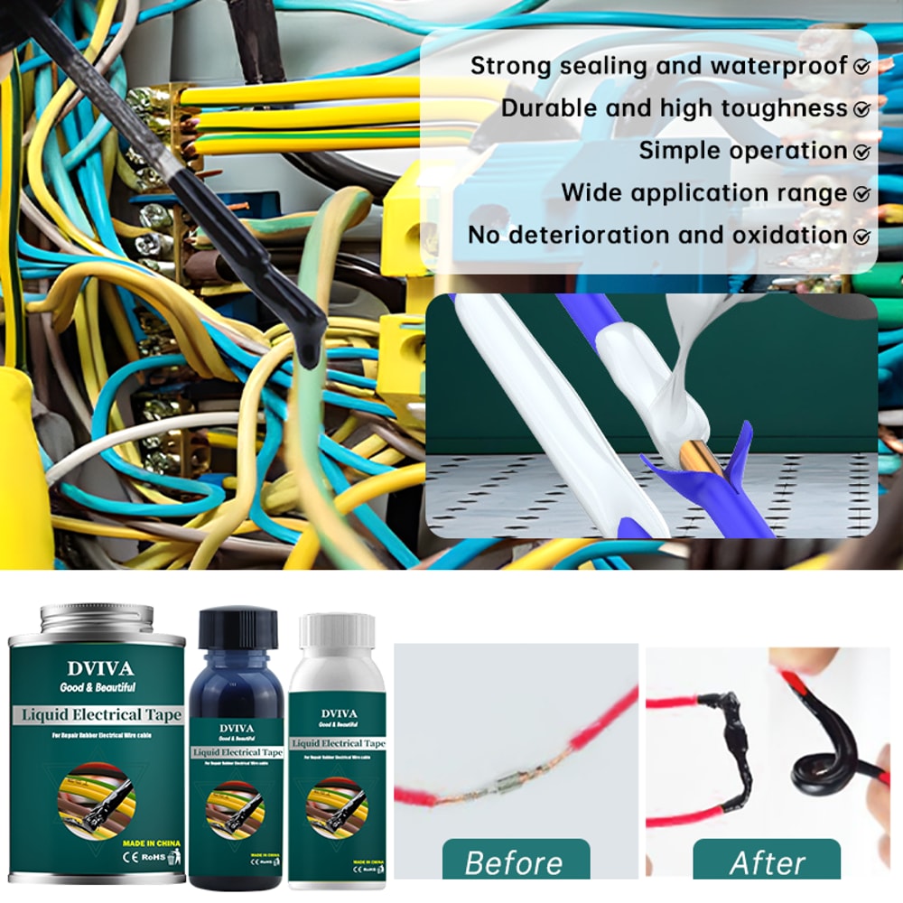 Liquid Electrical Tape Insulation Sealant For Wires And Cables Flexible Waterproof Protection 3