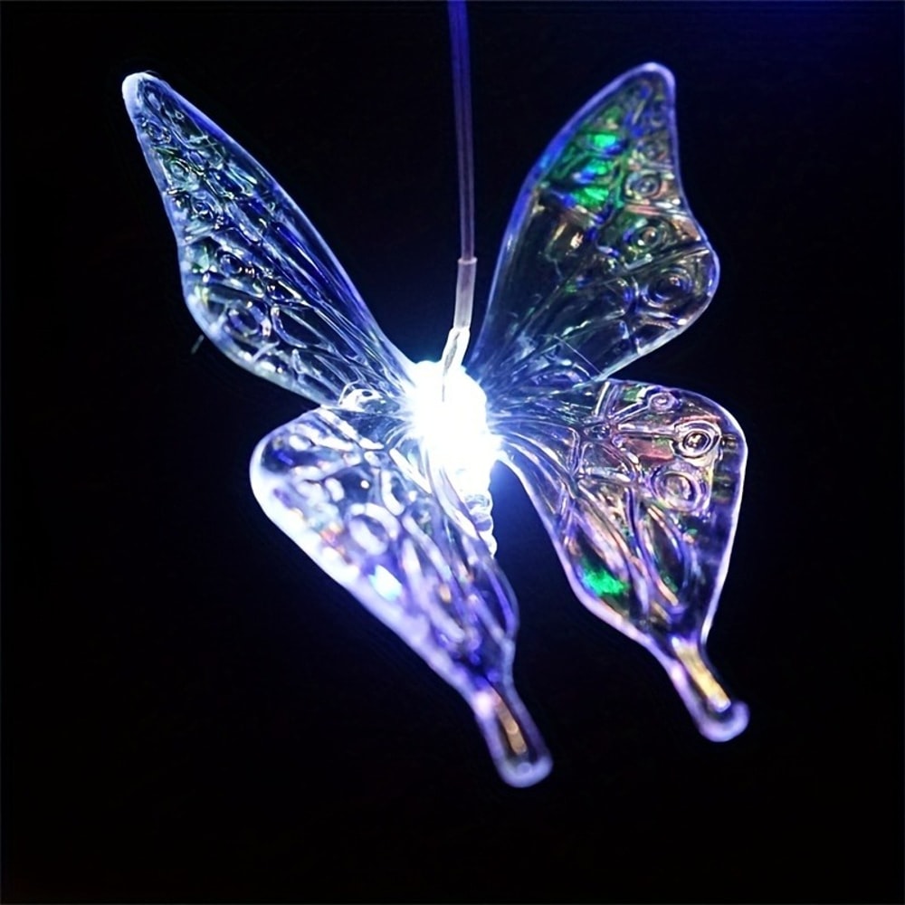 Color Changing LED Butterfly Dragonfly Hummingbird Solar Wind Chimes, Outdoor Waterproof Wind Chimes for Garden Patio