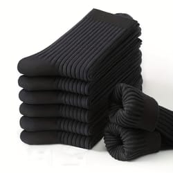 mens breathable mid-calf socks versatile black socks for all seasons
