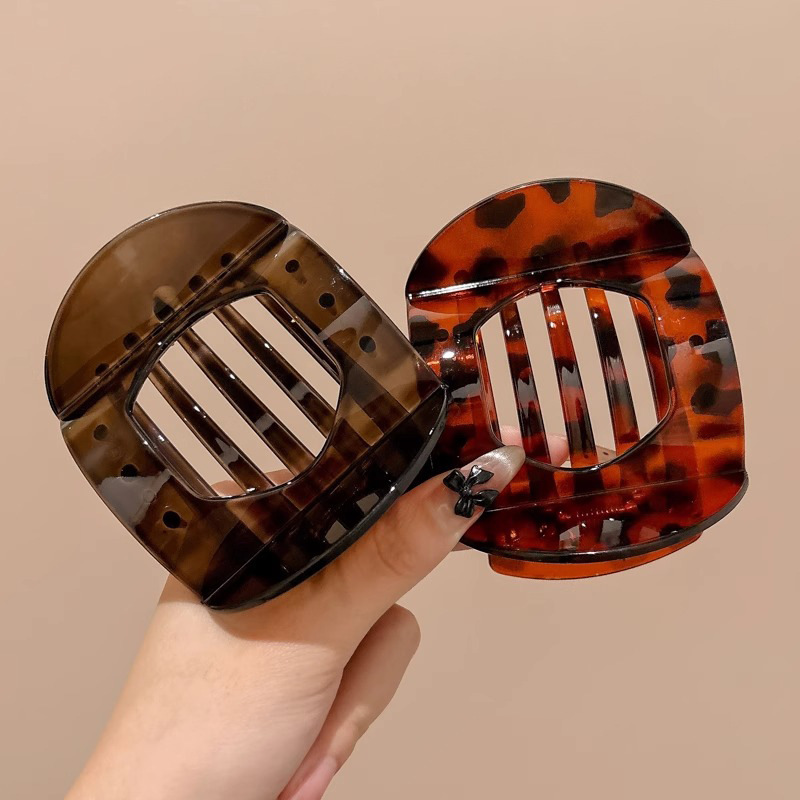 Leopard Print Acetic Acid Hair Clip Elegant Spring Spoon Clip For Women 5