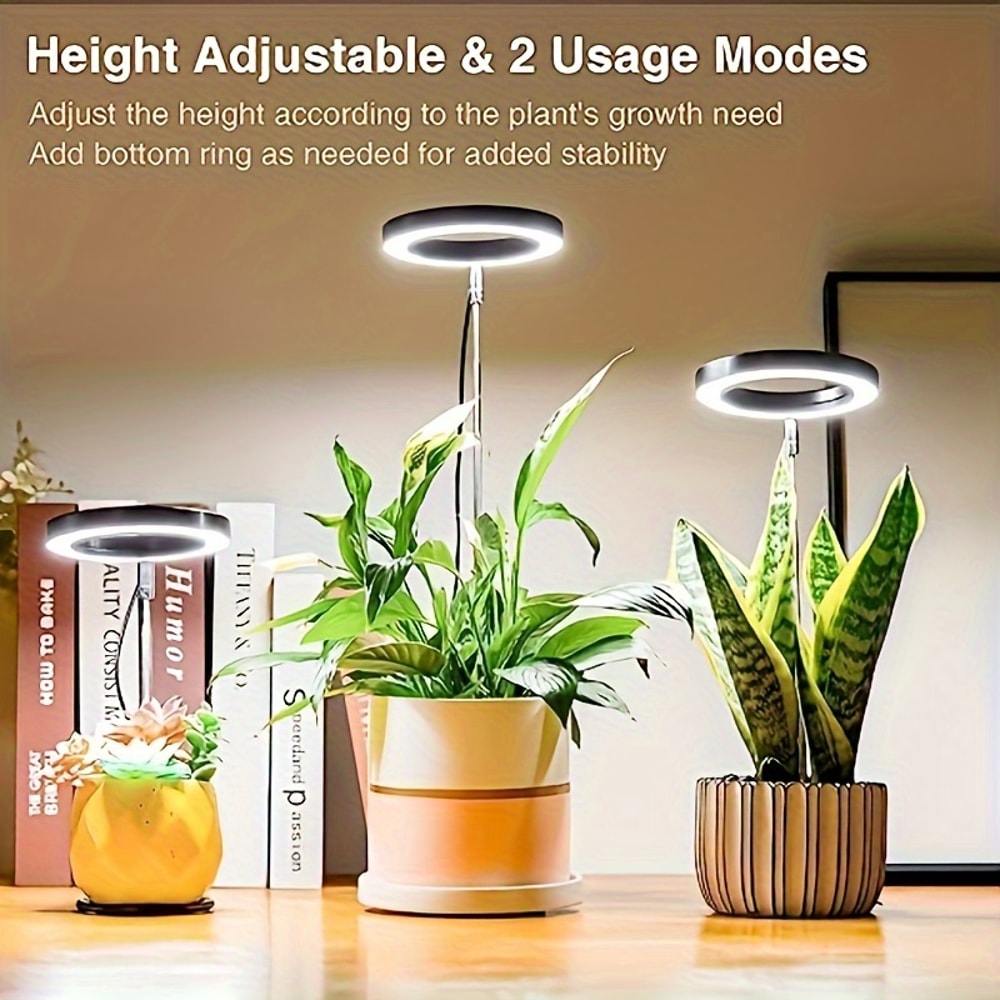 LED Grow Light With Full Spectrum Adjustable Timer USB Powered Indoor Plant Light For Height Angle 1