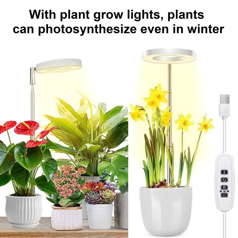 LED Grow Light With Full Spectrum Adjustable Timer USB Powered Indoor Plant Light For Height Angle 2
