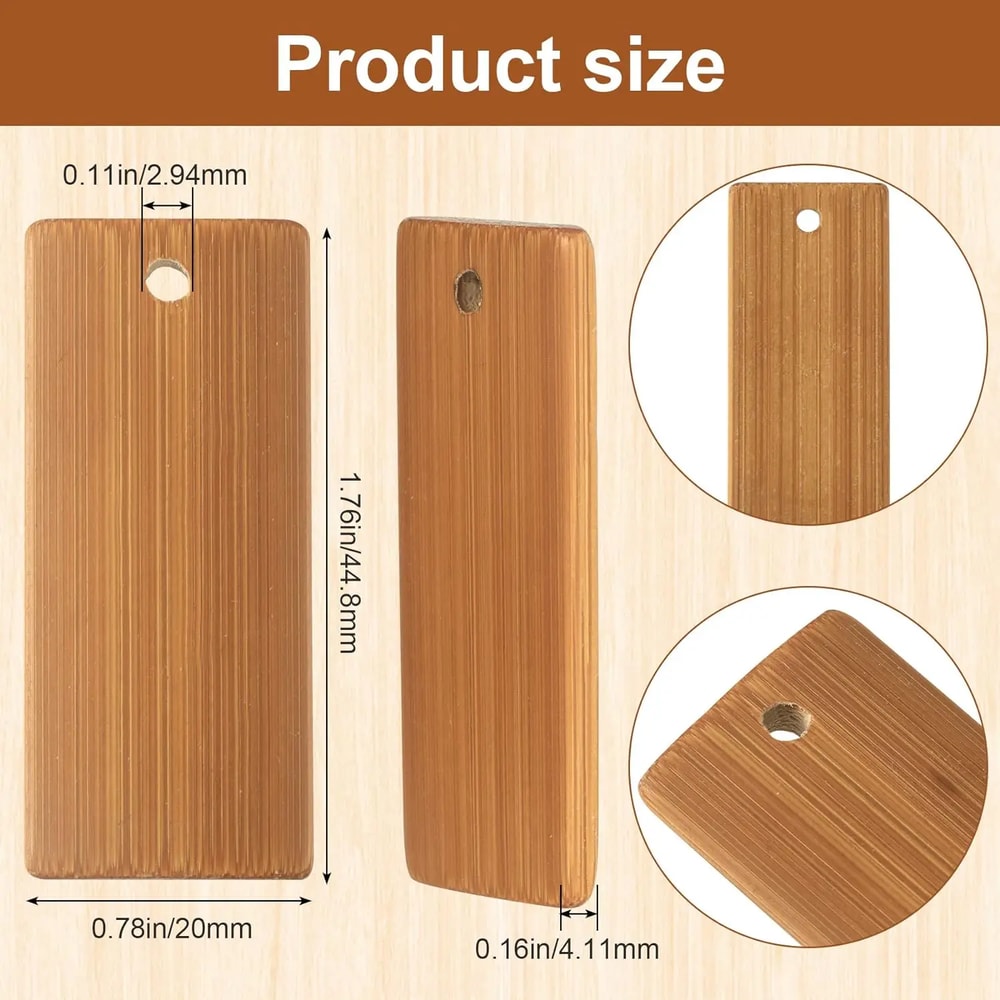 Natural Bamboo Keychain Blanks for Engraving Unfinished Tags for Custom Key Rings