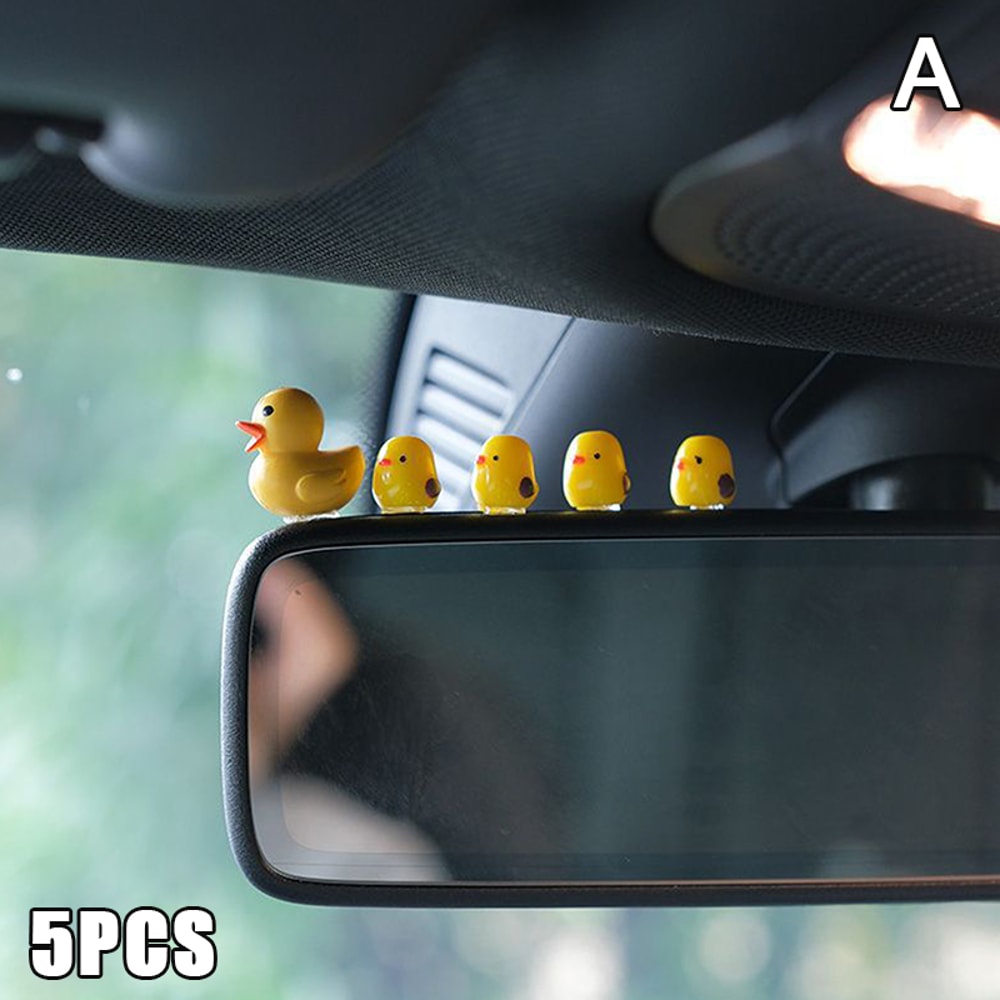 Cute Mini Ducks Rearview Mirror Ornament Charming Car Interior Decoration for Women and Men