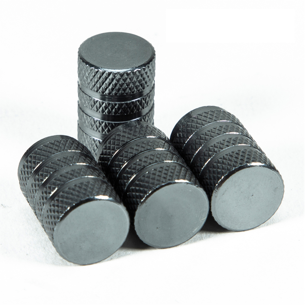 Silver Aluminum Tire Valve Stem Caps For US Schrader Knurling Style 5