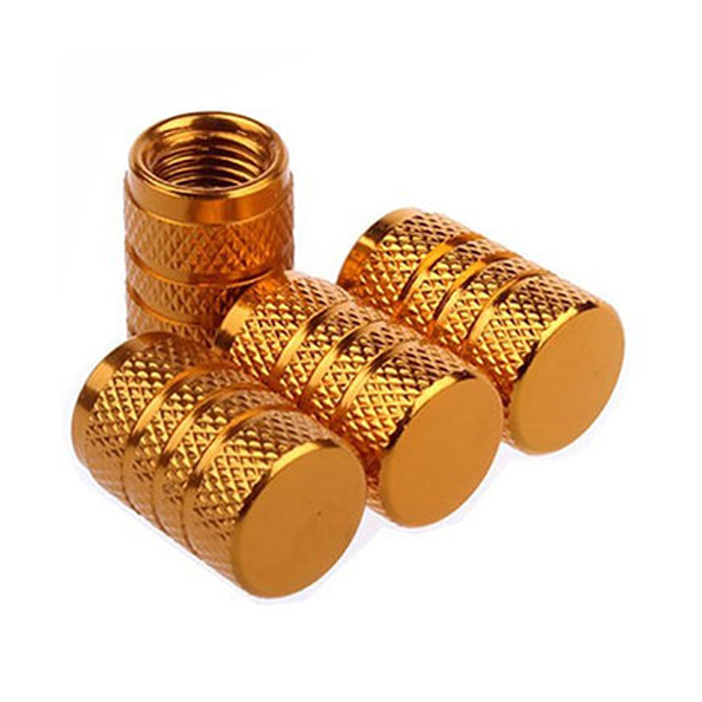 Silver Aluminum Tire Valve Stem Caps For US Schrader Knurling Style 8