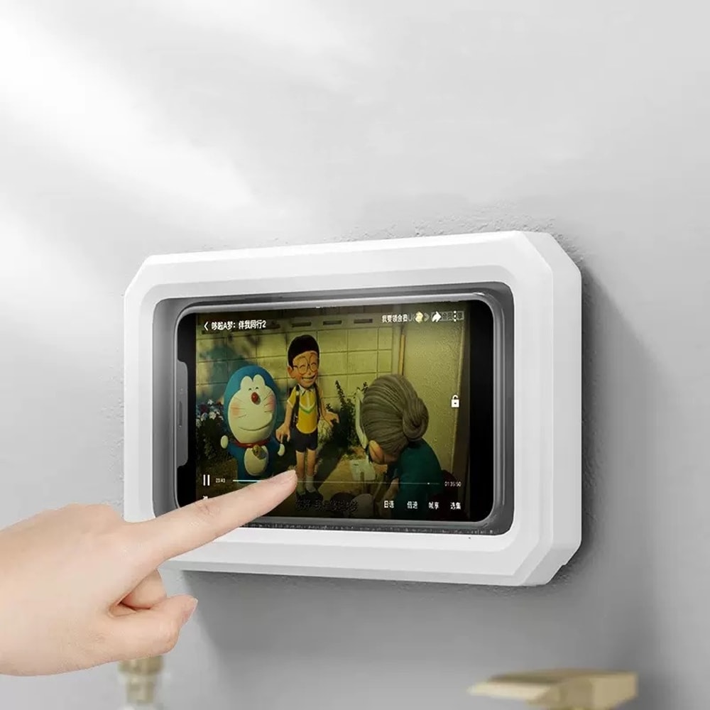 Waterproof Phone Holder Shower Mount with Suction Cup Steam-Proof, Touch Screen Access, Universal Fit for All Phones