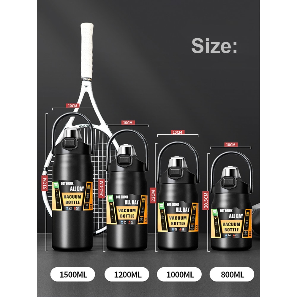 Outdoor Thermos Stainless Steel Tumbler with Straw Hot, Cold Sports Water Bottle