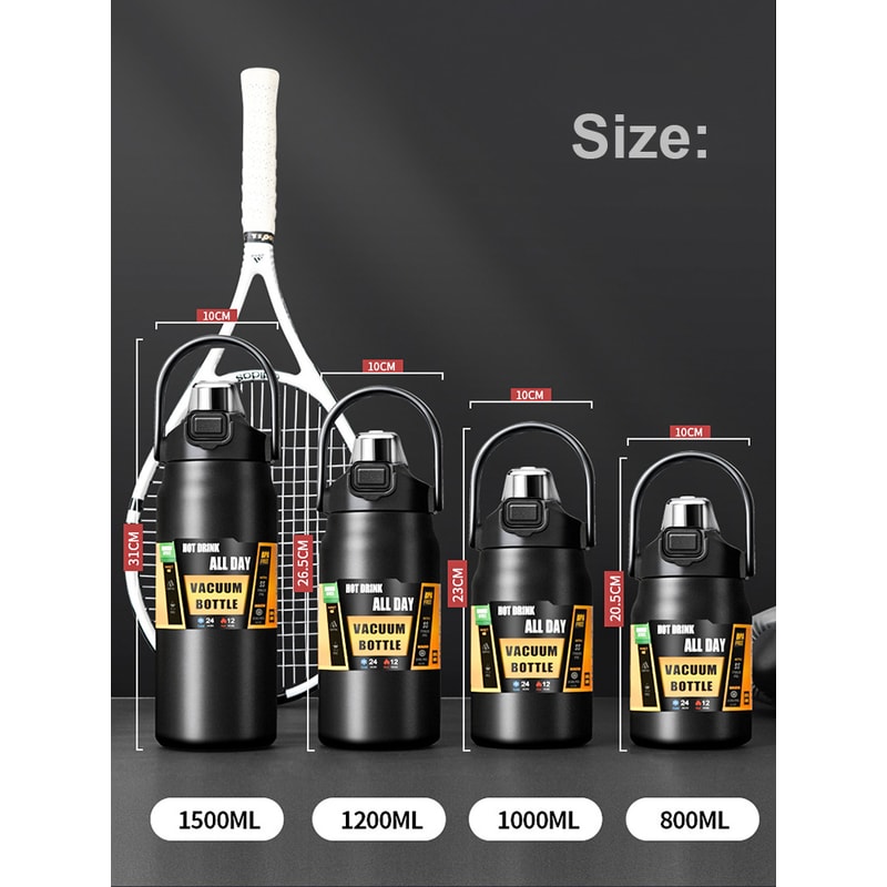 Outdoor Thermos Stainless Steel Tumbler with Straw Hot, Cold Sports Water Bottle