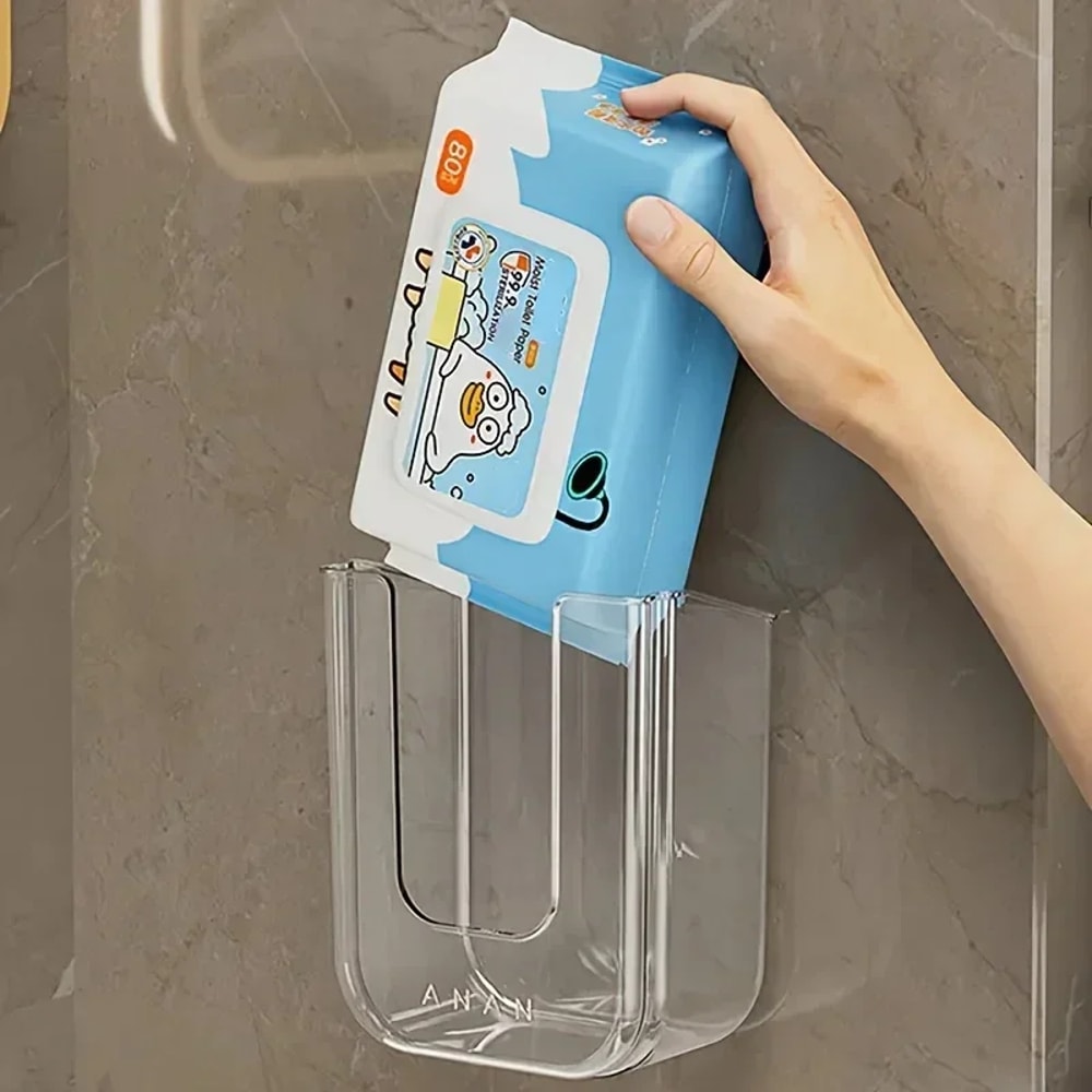 Wall-Mounted Punch-Free Wet Wipes Storage Box for Bathroom and Kitchen Light Luxury Tissue Holder